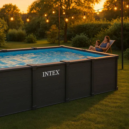 Piscine Graphite Rectangulaire INTEX – 6,00 x 3,00 x 1,24 m – Design Anthracite