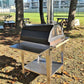 Four à Bois Brasa Noir avec Chariot Inox – Cuisson au Bois, 6-8 Personnes