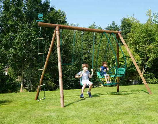 Portique Balançoire en Bois JULIETTE – SOULET – 4 Activités, 3 à 12 Ans