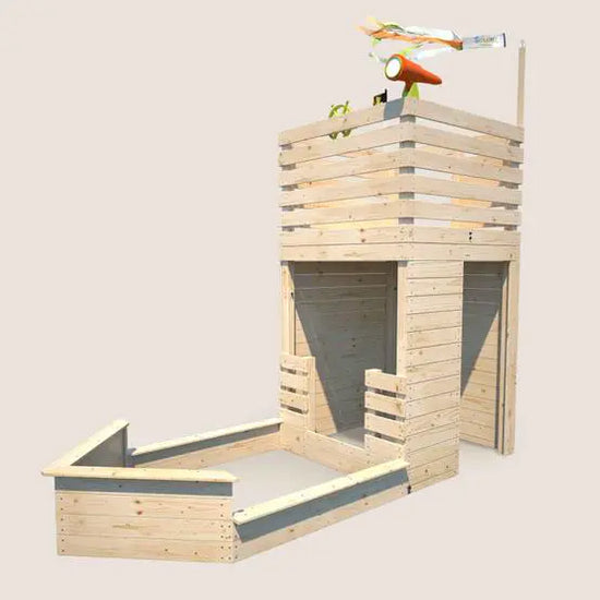 Tour Cabane Pirate en Bois avec Bac à Sable – SOULET – 3 à 12 Ans, 6 Enfants