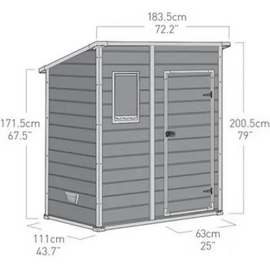Abri de Jardin Résine Gris Monopente avec Plancher 1,6m² – Keter Premium 64