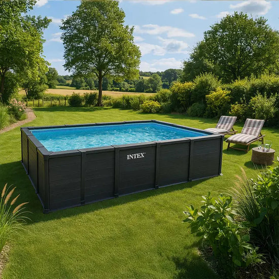 Piscine Graphite Rectangulaire INTEX – 6,00 x 3,00 x 1,24 m – Design Anthracite