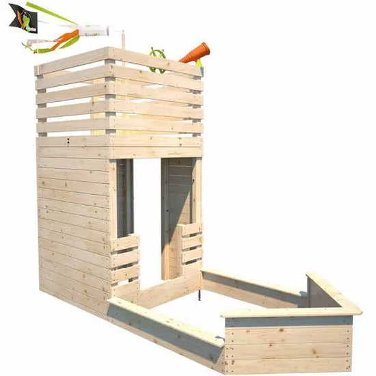 Tour Cabane Pirate en Bois avec Bac à Sable – SOULET – 3 à 12 Ans, 6 Enfants