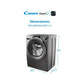 Lave-linge Candy RapidO RO1484DWMCRT – 8 kg, 1400 tr/min, Classe A, Wi-Fi, Anthracite