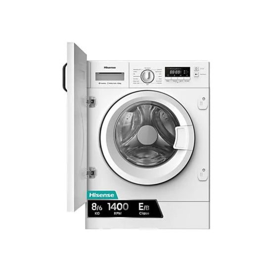 Lave-linge Séchant Encastrable Hisense WD3M841BWIES – 8/6 kg, 1400 tr/min, Inverter