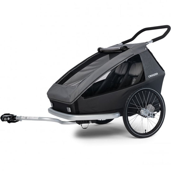 Remorque vélo enfant Croozer Kid Keeke 2 – Mountain Grey | 2-en-1 Remorque & Poussette