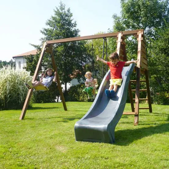 Portique en Bois TRÈFLE – SOULET – Balançoire, Toboggan, Siège Bébé, Dès 6 Mois