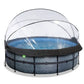 Piscine Ronde EXIT TOYS Ø488x122cm + Dôme – Pompe Sable + Échelle – 8 Personnes – 3 Coloris