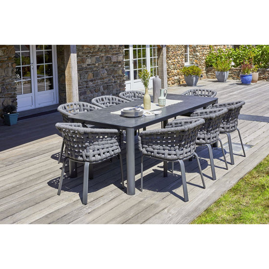 Ensemble Table et Chaises de Jardin CAMARGUE 8 Personnes – Aluminium, Céramique et Cordage
