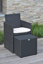 Salon de Jardin Empilable 10 Places – Résine Tressée, Table + Chaises + Poufs